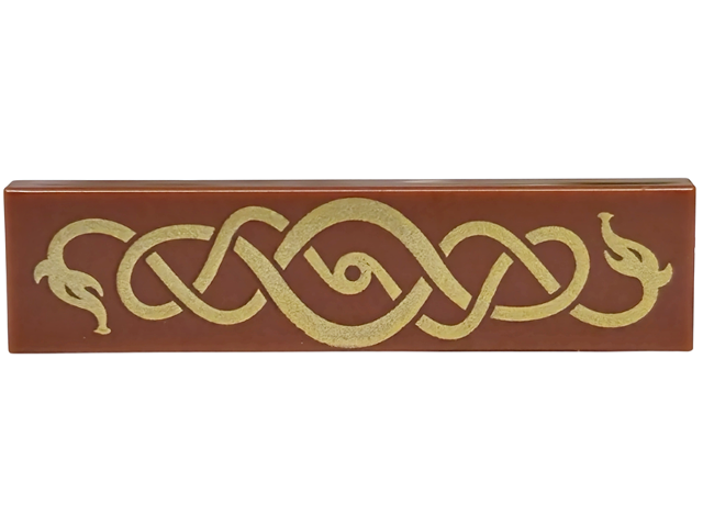 2431pb0848 | Tile 1 x 4 with Gold Intertwined Sea Serpent / Snake Pattern | LEGOPART