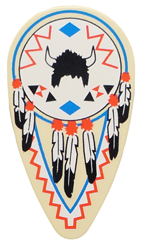 2586pw1 | Minifigure, Shield Oval with Black and White Feathers and Buffalo Helmet Pattern | LEGOPART