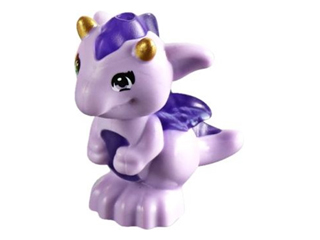 26090pb02 | Dragon, Elves, Baby with Molded Trans-Purple Stomach, Spines, and Wings and Printed Gold Horns Pattern | LEGOPART