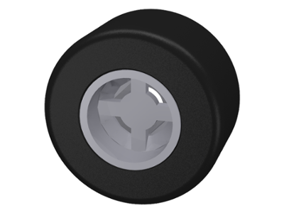 30027bc01 | Wheel 8mm D. x 9mm for Slicks, Hole Notched for Wheels Holder Pin with Black Tire Smooth Small Wide Slick | LEGOPART