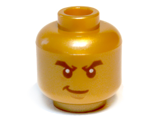 3626pb0877 | Minifigure, Head Male Black Bushy Eyebrows, White Pupils, Smirk Pattern | LEGOPART