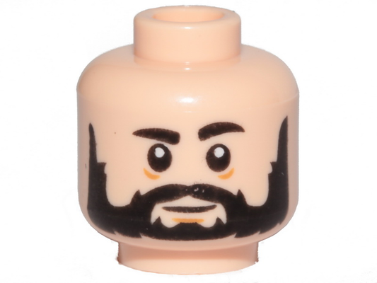 3626pb2486 | Minifigure, Head Beard Black Full, Black Eyebrows, White Pupils, Medium Nougat Lines Under Eyes and Chin Pattern | LEGOPART