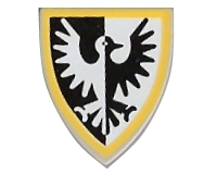 3846p46 | Minifigure, Shield Triangular Short with Black and White Falcon with Yellow Border Pattern | LEGOPART