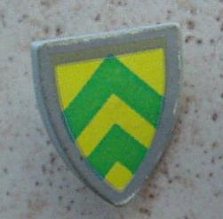 3846pb013 | Minifigure, Shield Triangular Short with Green Chevrons on Yellow Background Pattern | LEGOPART