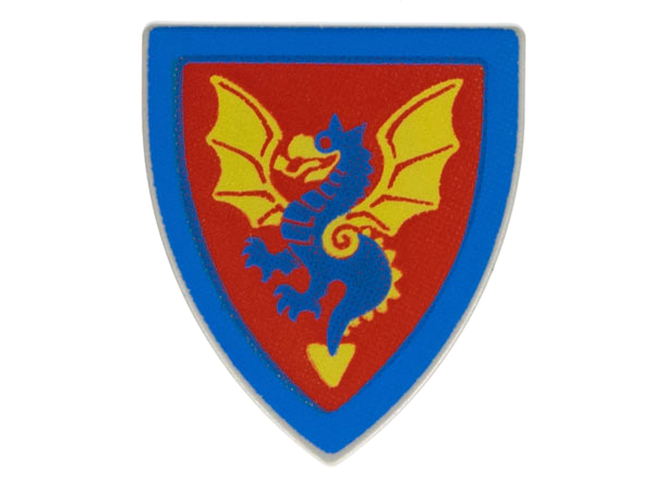 3846px10 | Minifigure, Shield Triangular Short with Blue and Yellow Dragon on Red Background Pattern | LEGOPART