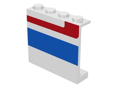 4215ap07 | Panel 1 x 4 x 3 - Solid Studs with Red/Blue Stripe Left Pattern | LEGOPART