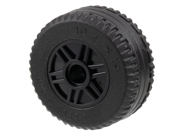 55981c03 | Wheel 18mm D. x 14mm with Pin Hole, Fake Bolts and Shallow Spokes with Black Tire 30.4 x 14 Solid | LEGOPART
