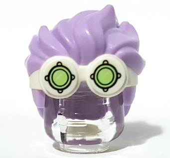 56298pb01 | Minifigure, Hair Combo, Goggles with Lime Lenses Pattern and Lavender Spiked Top Hair | LEGOPART