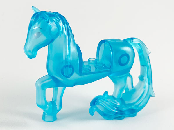 58484c01pb01 | Horse with 2 x 2 Cutout, Long Swooshy Tail with Metallic Light Blue Eyes Pattern | LEGOPART