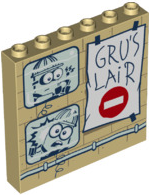 59349pb240 | Panel 1 x 6 x 5 with Minion Pictures and 'GRU'S LAiR' Poster with No Entry Sign Pattern | LEGOPART