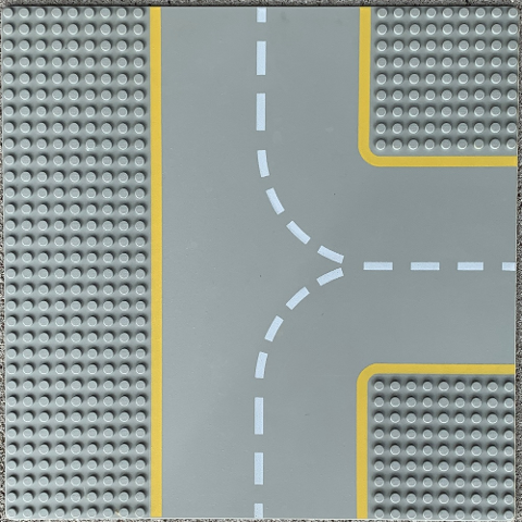 608p03 | Baseplate, Road 32 x 32 9-Stud T Intersection with Yellow Lines Pattern | LEGOPART