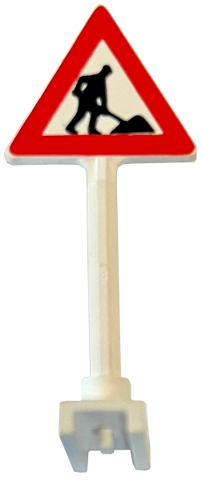 649pb09 | Road Sign Triangle with Road Repair Worker and 1 Pile Pattern | LEGOPART