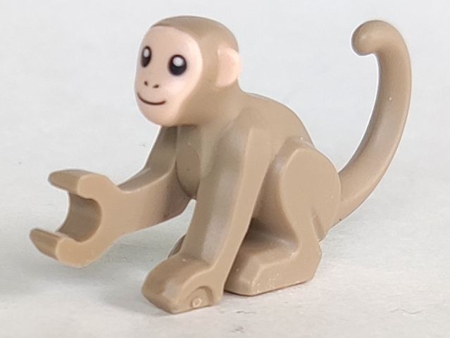 77864pb01 | Monkey with Molded Light Nougat Face and Ears and Printed Black Eyes, Nostrils and Mouth, White Pupils Pattern | LEGOPART