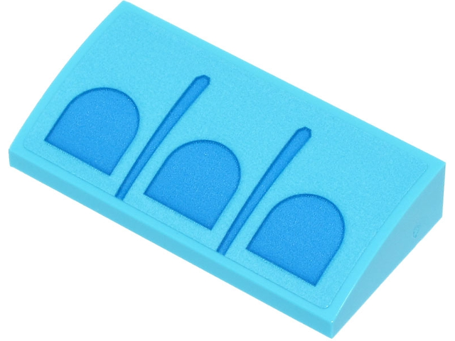 88930pb153 | Slope, Curved 2 x 4 x 2/3 with Bottom Tubes with Dark Azure Half Ovals and Lines Pattern | LEGOPART