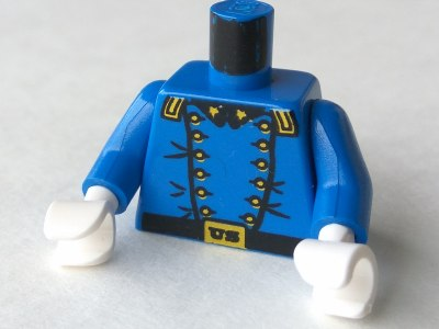 973px41c01 | Torso Western Cavalry Uniform, 12 Buttons, 2 Gold Stars on Collar Pattern / Blue Arms / White Hands | LEGOPART