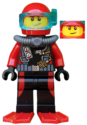 Scuba Diver, Male, Red Flippers LEGO cty0558 | Fyrebrick.be