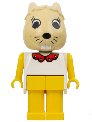 Fabuland Rabbit - Bonnie Bunny, Tan Head, Yellow Legs and Arms, White Top with Red Collar LEGO fab3d | Fyrebrick.be