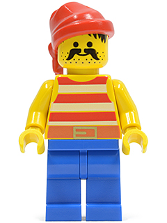 Pirate Red / White Stripes Shirt, Blue Legs, Red Bandana LEGO pi043