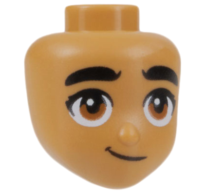 101191 | Mini Doll, Head Friends with Thick Black Eyebrows, Dark Orange Eyes, and Smirk Pattern | LEGOPART