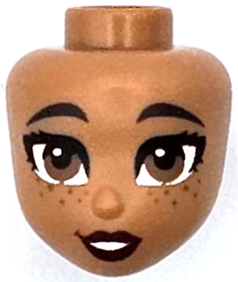 104934 | Mini Doll, Head Friends with Dark Brown Eyebrows, Medium Brown Eyes and Freckles, Dark Red Lips, Open Mouth Smile with Teeth Pattern | LEGOPART