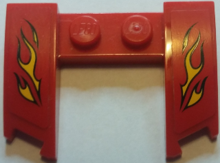 11291pb04 | Wedge 3 x 4 x 2/3 Curved with Cutout with Yellow Flames on Red Background Pattern | LEGOPART