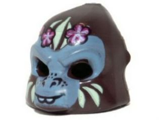 13361pb03 | Minifigure, Headgear Mask Gorilla with Gray Face, Light Yellow Face Paint and Pink Flowers Pattern | LEGOPART