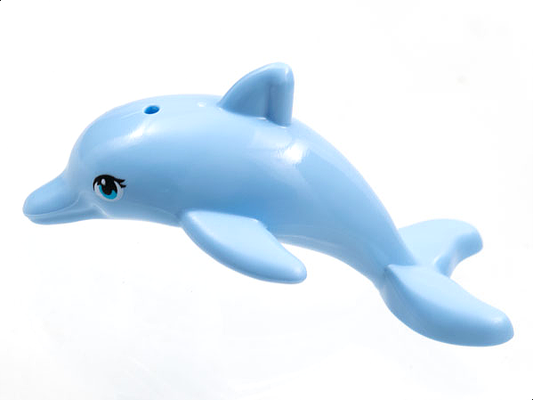 13392pb04 | Dolphin, Friends / Elves, Jumping with Bottom Axle Holder with Large Round Shape Medium Azure Eyes with Eyelashes Pattern | LEGOPART