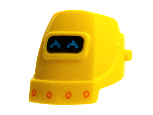 13792pb05 | Minifigure, Headgear Helmet Welding with Dark Azure Pixelated Eyes, Orange Rivets Pattern | LEGOPART