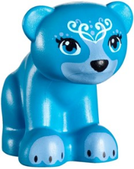 14732pb04 | Bear, Friends / Elves, Baby Cub, Sitting with Black Nose, White Face Decorations and Medium Blue Paws and Muzzle Pattern | LEGOPART