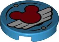 14769pb420 | Tile, Round 2 x 2 with Bottom Stud Holder with Red Mickey Mouse Logo and White Pilot Wings Pattern | LEGOPART