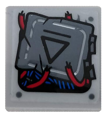 15068pb165 | Slope, Curved 2 x 2 x 2/3 with Dark Bluish Gray Electric Panel, Red and Blue Wires Pattern | LEGOPART