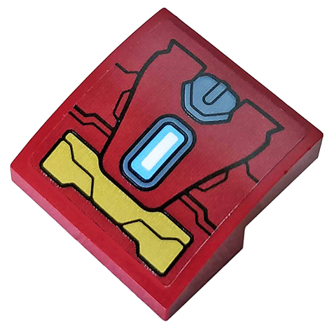 15068pb268 | Slope, Curved 2 x 2 x 2/3 with Dark Red and Gold Armor Plates and Rectangular Arc Reactor Pattern | LEGOPART