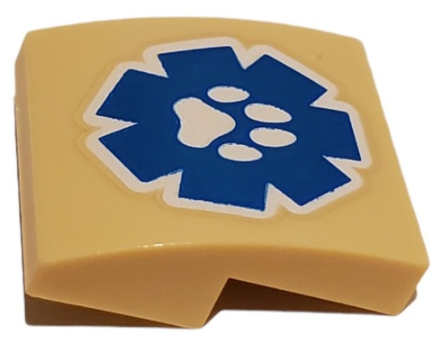 15068pb362 | Slope, Curved 2 x 2 x 2/3 with White Paw Print on Blue Wildlife Rescue Logo Pattern | LEGOPART