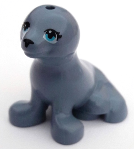 16765pb03 | Seal, Friends Style, Sitting with Black Nose and Eyelashes, Medium Azure Eyes Pattern | LEGOPART