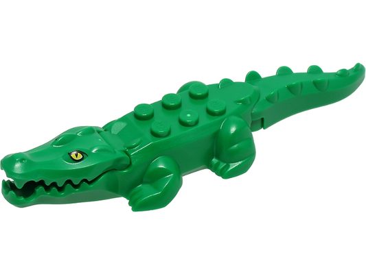 18904c04pb01 | Alligator / Crocodile with 20 Teeth with Yellow Eyes without White Glints Pattern with Light Bluish Gray Technic, Pin 1/2 | LEGOPART