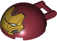 18990pb02 | Windscreen 4 x 4 x 1 2/3 Canopy Half Sphere with Bar Handle with Gold Hulkbuster Face with Dark Bluish Gray Cheeks and Forehead Panel Pattern | LEGOPART