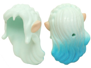 19201pb01 | Mini Doll, Hair Long Wavy with Dark Azure Tips, Braid, Bangs and Light Nougat Elves Ears Pattern | LEGOPART