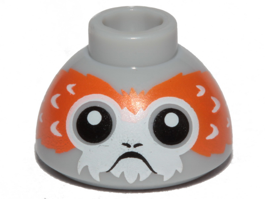 20952pb02a | Brick, Round 1 1/2 x 1 1/2 x 2/3 Dome Top with Porg Head, V-Shaped between Eyes Pattern | LEGOPART