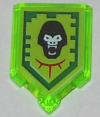 22385pb058 | Tile, Modified 2 x 3 Pentagonal with Nexo Power Shield Pattern - Gorilla Roar | LEGOPART