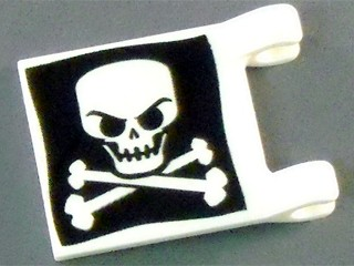 2335pb030 | Flag 2 x 2 Square with Evil Skull and Crossbones on Black Background Pattern on Both Sides | LEGOPART