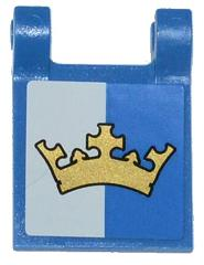 2335pb109 | Flag 2 x 2 Square with Gold Crown on Blue and White Background Pattern | LEGOPART