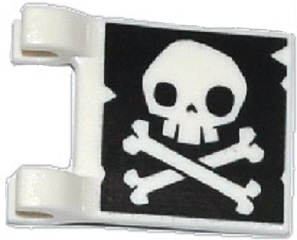 2335pb129 | Flag 2 x 2 Square with Skull and Crossbones with No Lower Jaw on Black Background Pattern on Both Sides | LEGOPART