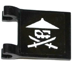 2335pb154L | Flag 2 x 2 Square with White Ninja Skull with Crossed Swords Pattern Model Left Side | LEGOPART