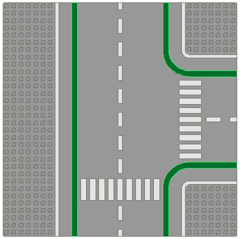 2360p01 | Baseplate, Road 32 x 32 7-Stud T Intersection with Crosswalks Pattern | LEGOPART