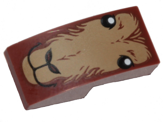 24201pb002 | Slope, Curved 2 x 1 x 2/3 Inverted with Dark Tan Fur, Eyes, Closed Mouth and Nostrils Pattern | LEGOPART