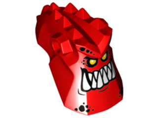 24304pb01 | Minifigure, Head, Modified Alien with Spikes on Top and Holes on Sides with White Pointed Teeth and Bright Light Orange Eyes Pattern | LEGOPART