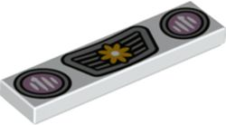 2431pb705 | Tile 1 x 4 with Bright Pink Headlights and Silver Grille with Bright Light Orange Flower Pattern | LEGOPART