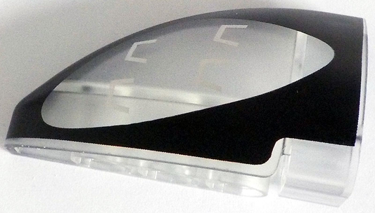 2442pb003 | Technic, Panel Curved 5 x 3 x 2 Corner Quarter Ellipse, Right with Black and Silver Porsche GT4 e-Performance Headlight Pattern | LEGOPART