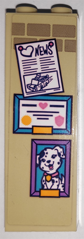 2454pb184 | Brick 1 x 2 x 5 with 'NEWS', Certificate and Picture of Dog Pattern | LEGOPART