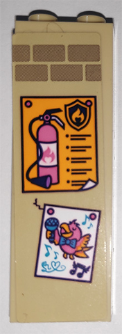 2454pb185 | Brick 1 x 2 x 5 with Fire Extinguisher Instructions and Picture of Singing Bird with Microphone Pattern | LEGOPART